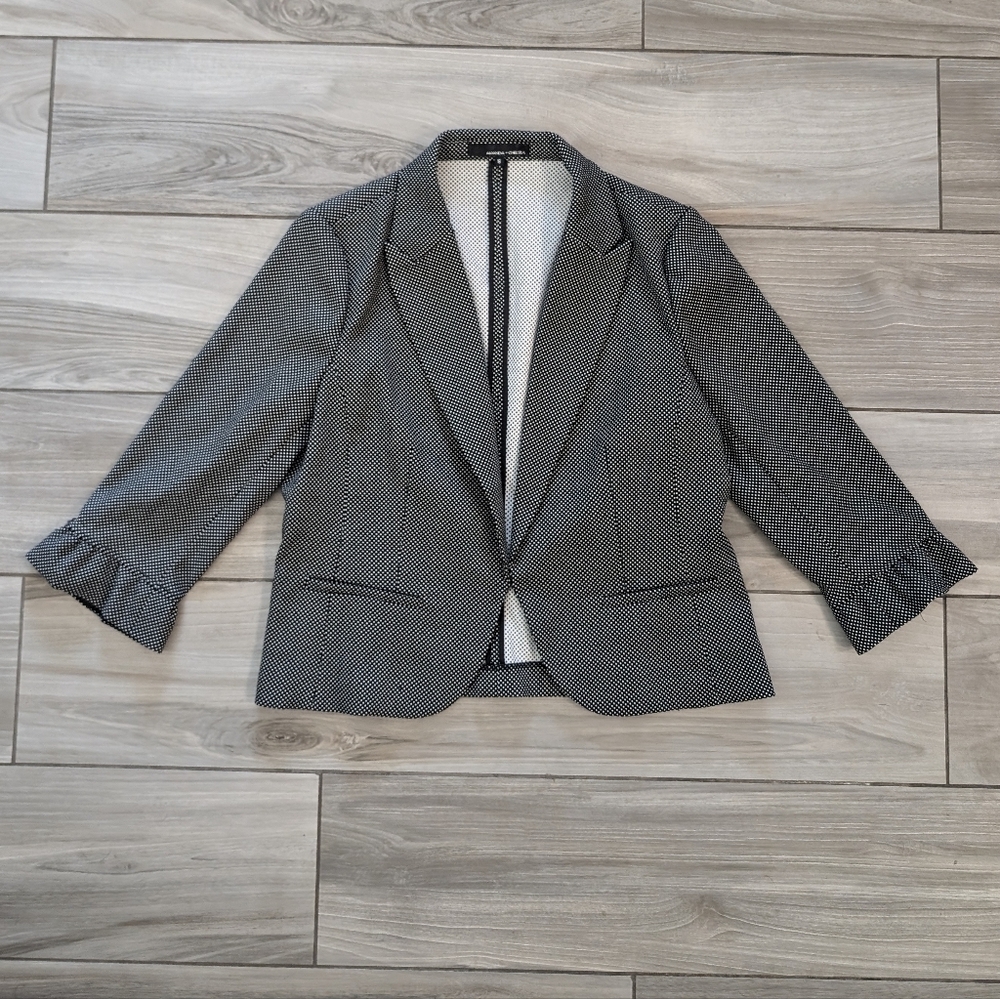 Amanda & Chelsea Below Elbow Black and White Polka Dot Blazer